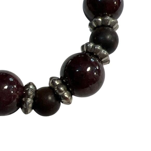 Natural Gemstone and  Wood Rosary Bracelet with Cross Stretch - Picture 5 of 5